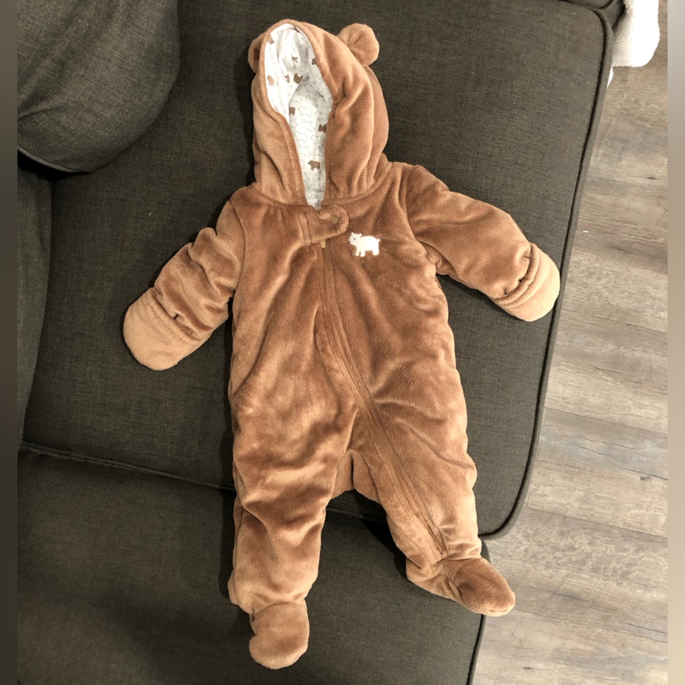 Simple Brown Cozy Footies One Piece